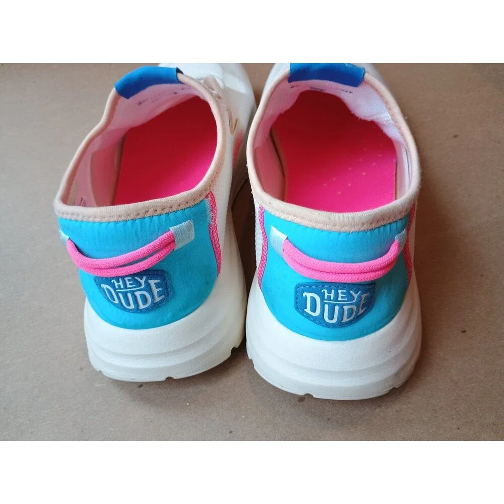 Hey Dude Women's Sirocco Colorblock Shoes Slip On Tennis Shoe Sz 10 White Pink - Picture 5 of 8